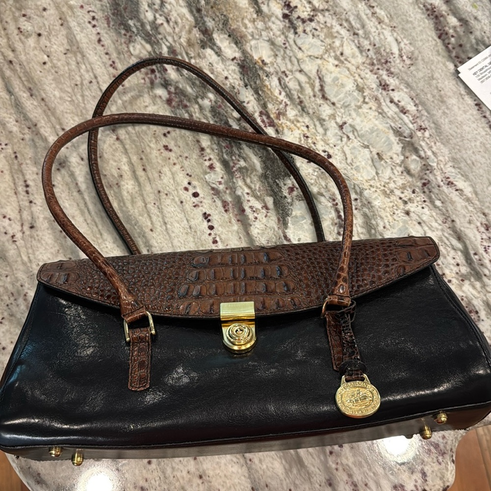Brahmin Tuscany Collection Italian Black Leather Handbag